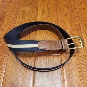 Torino Leather and Fabric Belt Navy and Brown 38